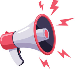 Red and White Megaphone Announcing Loudly