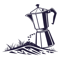 silhouette kettle on white background 