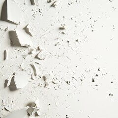 Shattered white fragments scattered on a textured surface