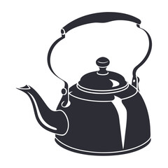 silhouette kettle on white background 