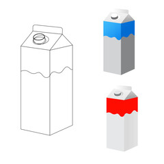 square container vector icon, line icon, colored white mixed red, dark white mixed blue