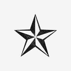 Obraz premium Download a simple, stylized black and white star with a textured, scratchy, hand-drawn appearance. Ideal for logos, icons, stickers, and graphic design projects.