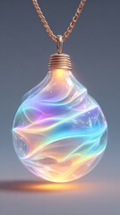 Scent-based therapy using natural essential oils and botanicals, A stunning iridescent pendant with flowing colors in a unique design. Designed for holistic wellness with scent-based therapy practices