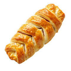 Delicious braided puff pastry on a white background, top view. Fresh phyllo pastry filled with jam, close-up.png
