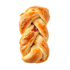 Delicious braided puff pastry on a white background, top view. Fresh phyllo pastry filled with jam, close-up.png

