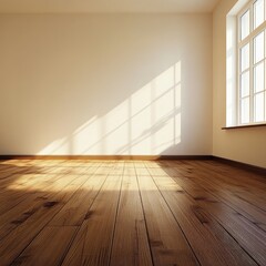Sunlit empty room with hardwood floor and window (4)