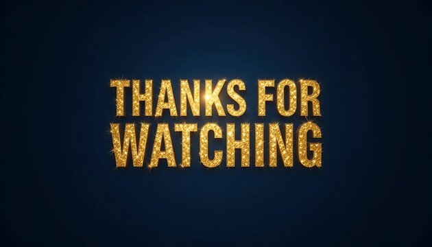 Thanks for watching message with sparkling gold glitter text effect. - Powered by Adobe