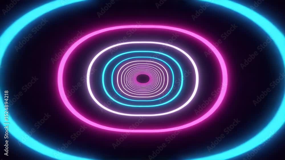 Poster neon tunnel effect with concentric circles