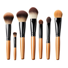 Collection of make up brushes Isolated On Transparent Background PNG.