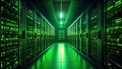 Fototapeta premium Green technology, data center, eco friendly servers, cloud computing