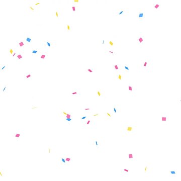 シンプルな3色紙吹雪のループ動画（ピンク・水色・黄）【正方形ビデオ】