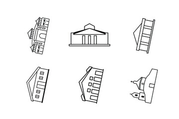 line art building design bundle