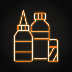 Bottles of glue neon icon