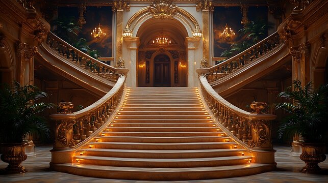 Ornate grand staircase interior