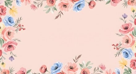 Watercolor floral frame for invitation, greeting cards or stationery