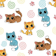 Cute cats seamless pattern