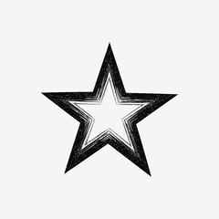 Download a simple, stylized black and white star with a textured, scratchy, hand-drawn appearance. Ideal for logos, icons, stickers, and graphic design projects.