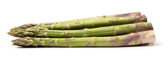 Healthy food and ingredients -Bunch of natural organic green asparagus isolated on white background with built-in clipping path