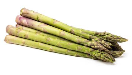Healthy food and ingredients -Bunch of natural organic green asparagus isolated on white background with built-in clipping path