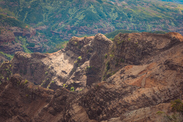 Aerial of the Waimea Canyon, Kauai, Hawaii, United States of America, Pacific