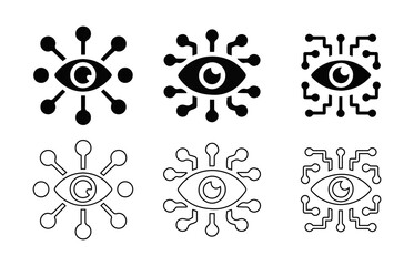 Artificial Intelligence Eye Icon Set.and Outline.