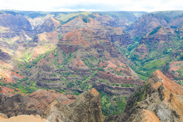 Looking down into Waimea Canyon Kauai Hawaii USA