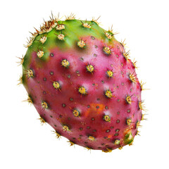 Prickly pear cactus fruit, vibrant pink and green, covered in spines, showcasing its unique texture and color, perfect for culinary use