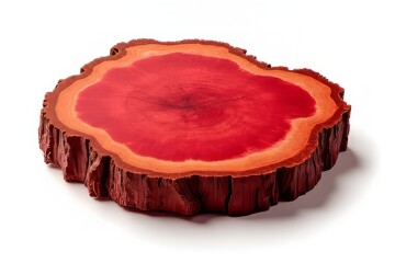 Vibrant Red Wooden Slice, Unique Decorative Piece