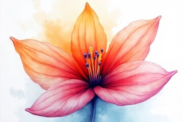 Vibrant Watercolor Flower Illustration with Soft Hues