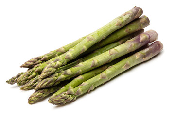 Healthy food and ingredients -Bunch of natural organic green asparagus isolated on white background with built-in clipping path