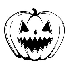 Funny Halloween pumpkin - Jack o'lantern, sketch style. Vector illustration isolated on a white background