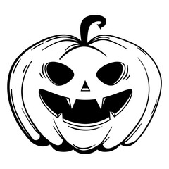 Funny Halloween pumpkin - Jack o'lantern, sketch style. Vector illustration isolated on a white background