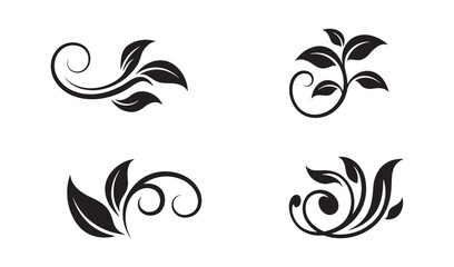 Obraz premium Elegant black and white floral silhouette design elements perfect for various design projects and concepts
