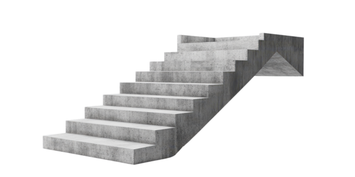 Concrete Staircase Shaped Like An Arrow Isolated On Transparent Background