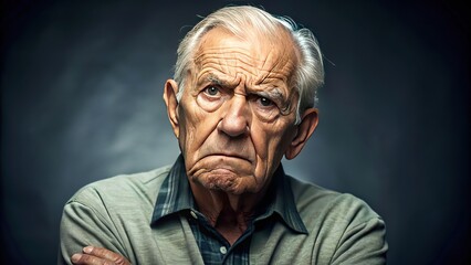 Senior Man with a Serious Expression Close-up Portrait