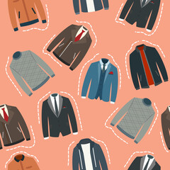 Seamless pattern background of men clothes.