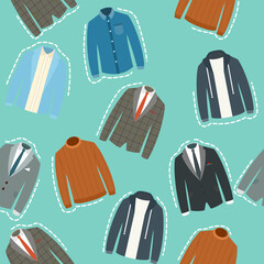 Seamless pattern background of men clothes.