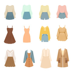 A set of vector women clothes elements suitable for decoration and presentations.	
