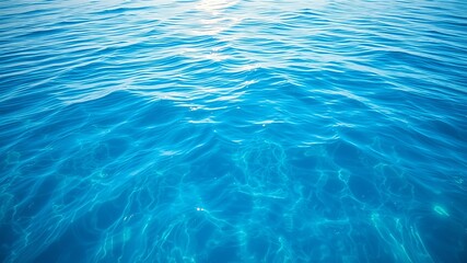 Obraz premium A vibrant blue ocean surface shimmers under the sunlight reflecting beautiful textures and subtle waves creating a tranquil scene.