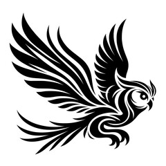 Obraz premium Flying owl in tribal vector illustration