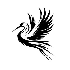 Fototapeta premium Flying crane vector in tribal decorative style