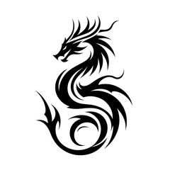 Obraz premium Tribal dragon vector in coiled mythical design