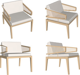 vector illustration design of wooden chair table dining room ethnic traditional vintage 