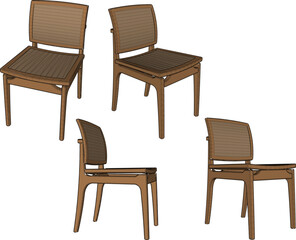 vector illustration design of wooden chair table dining room ethnic traditional vintage