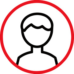 Person avatar icon in red circle with simple outline style