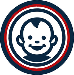 Obraz premium Smiling baby face icon inside patriotic circle emblem