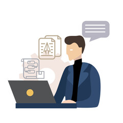  businessman working on laptop, a  concept illustration of internet technology devops and business communication