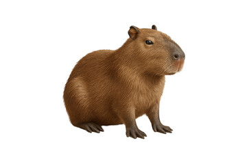 capybara isolated on transparent background, adorable giant rodent sitting calmly, perfect for wildlife, zoo, or nature-themed design projects