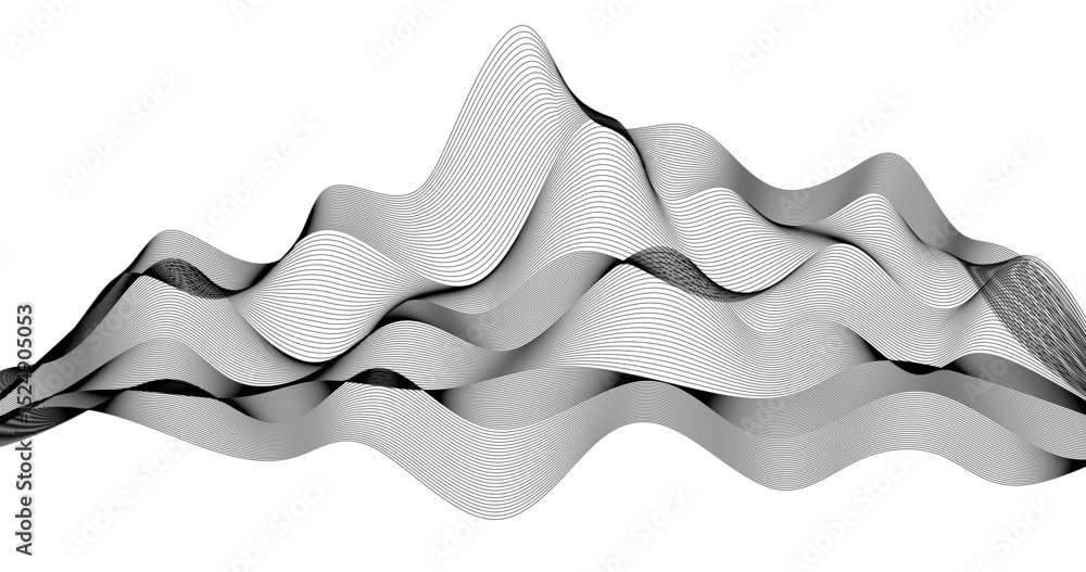 Aufkleber abstract background with black wave lines on empty space geography design. vector illustration