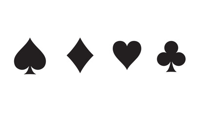 Classic playing card suit symbols isolated on white background
